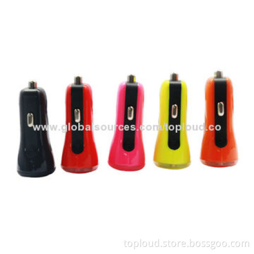 Car Chargers, USB or DC Connector, 12-24V DC, 5V/2.1A, Suitable for iPhoneNew